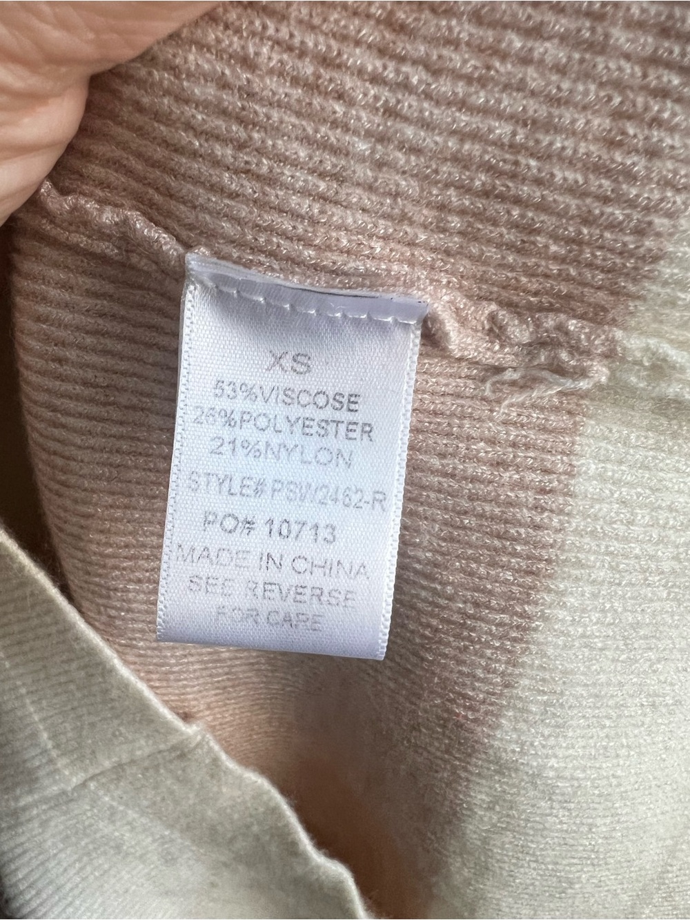 Roolee Cream Ribbed Top with Olive Trim - Picture 3 of 5